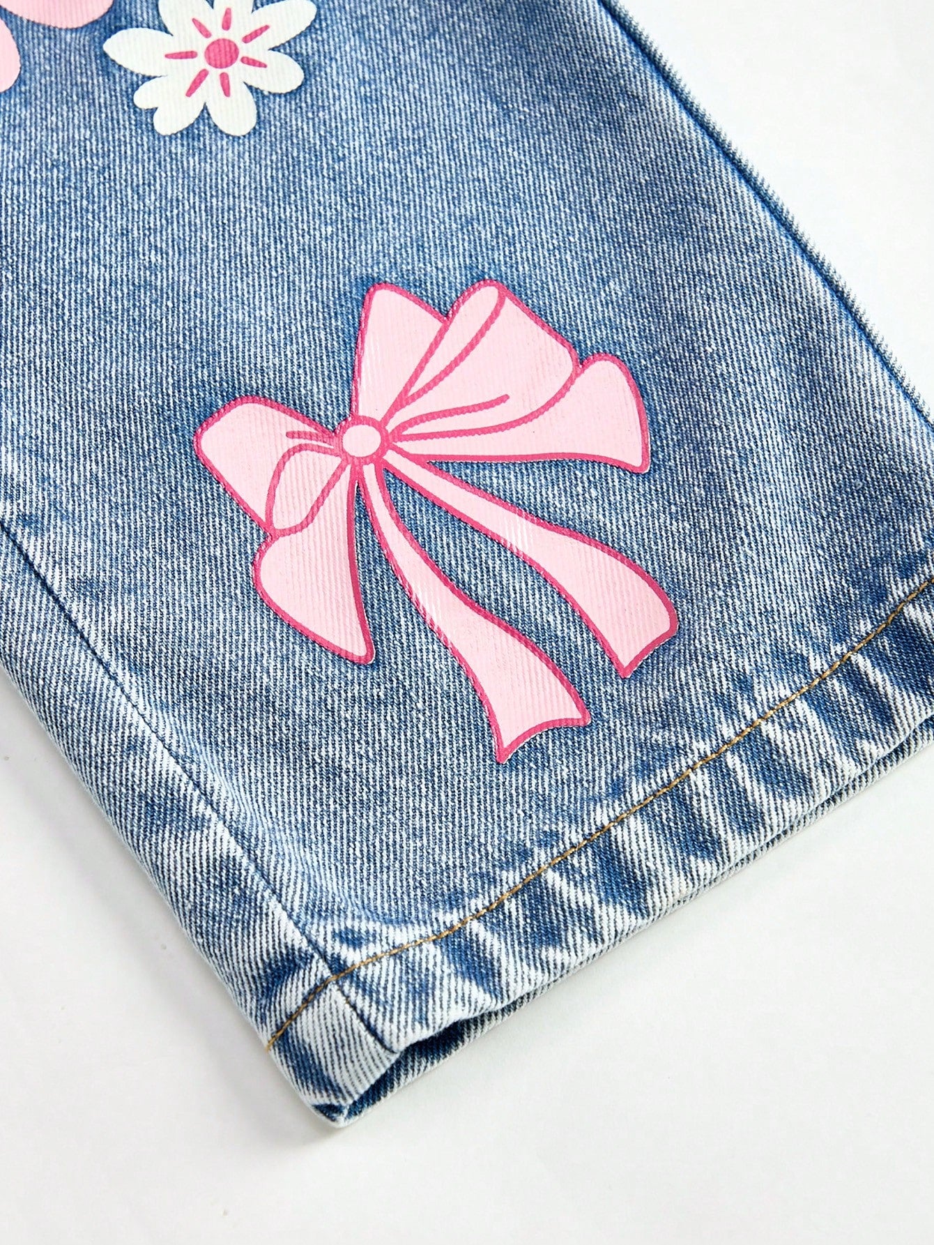 Baby Girls' Denim Overalls,Light Blue Floral Cute School Autumn Casual Personalized Loose Fit Adjustable Bib Pants,Soft Comfortable Cotton Fabric