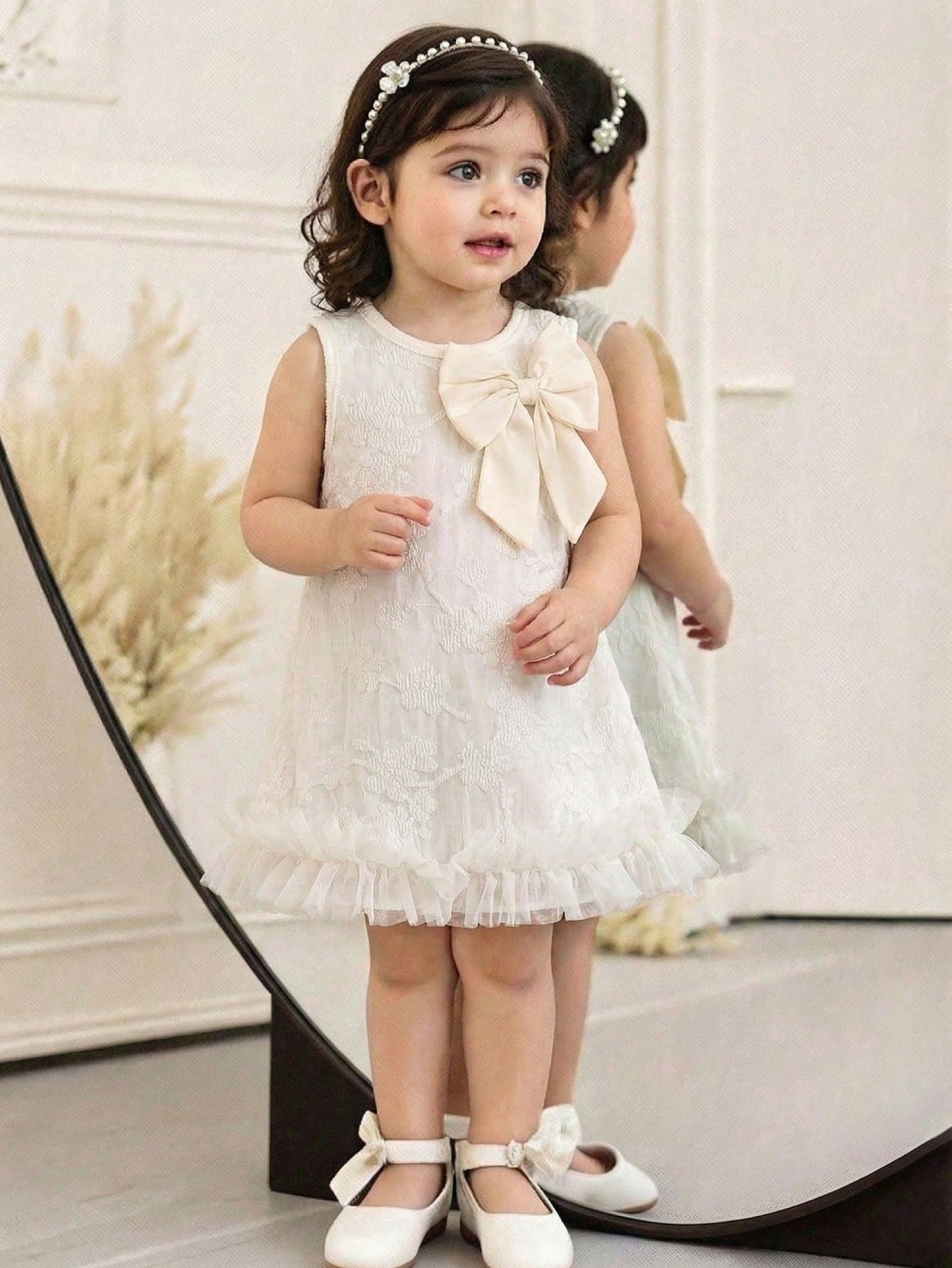 Baby Girls' Light Blue Floral Summer Cute Party Dress Fashionable Casual Bow Decor Cake Dress Suitable For Spring Autumn Vacation Festivals Daily Wear