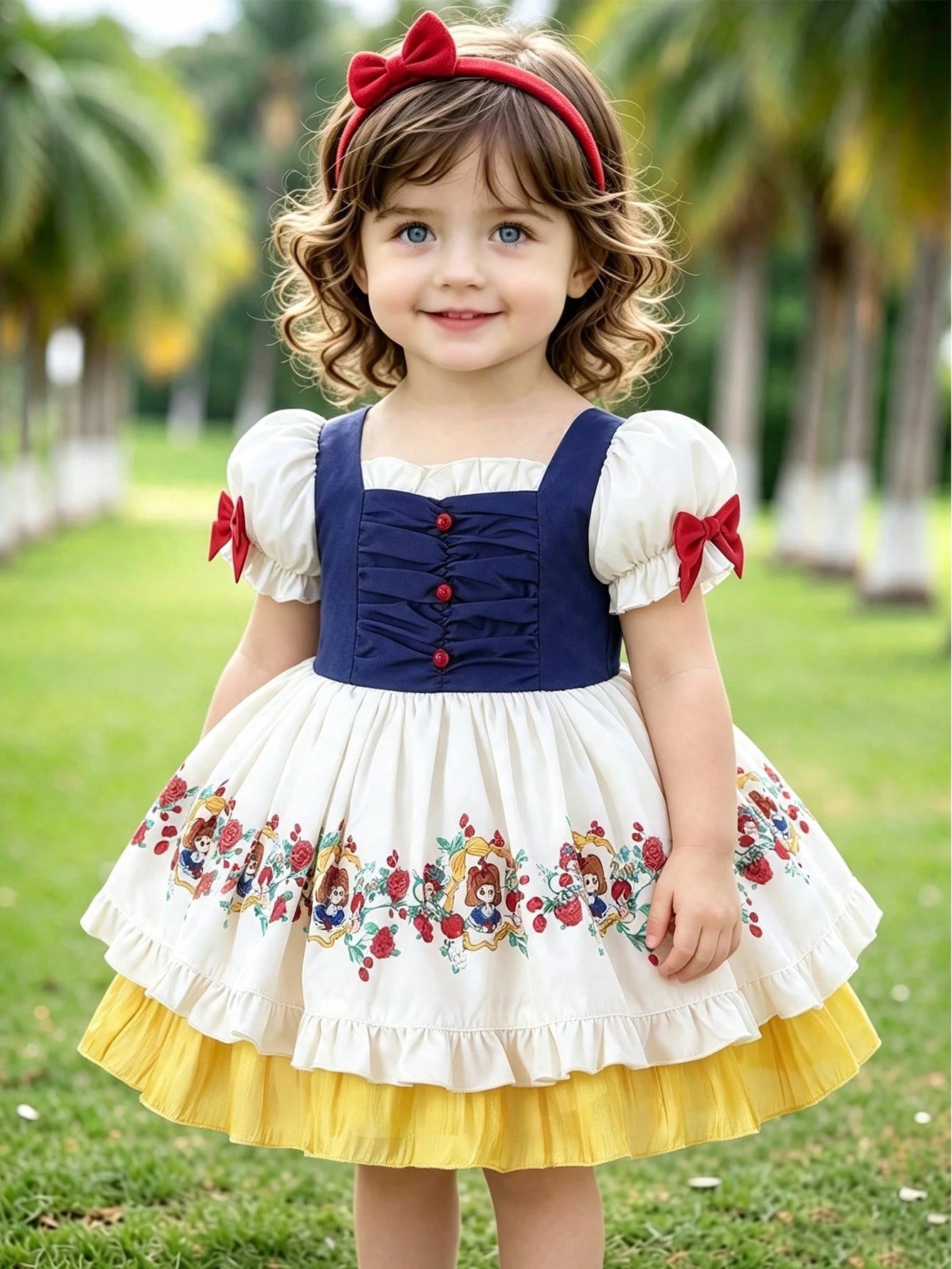 Baby Girls Pretty Party Dress, Baby Evening Gown With Cute Pattern, Princess Dress With Fluffy Full Skirt, Soft And Comfortable Children's Clothing