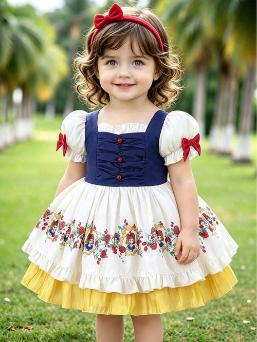 Baby Girls Pretty Party Dress, Baby Evening Gown With Cute Pattern, Princess Dress With Fluffy Full Skirt, Soft And Comfortable Children's Clothing