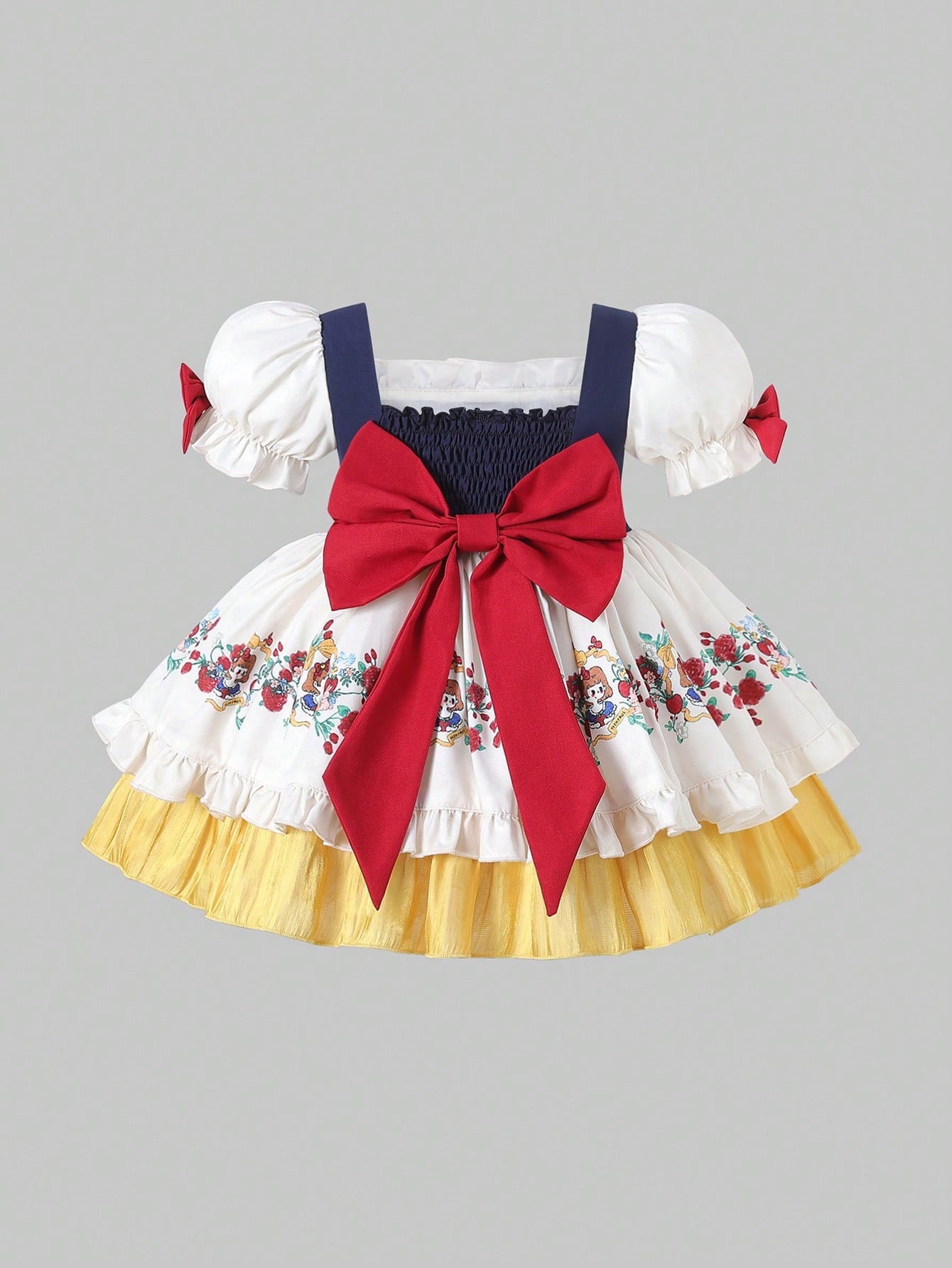 Baby Girls Pretty Party Dress, Baby Evening Gown With Cute Pattern, Princess Dress With Fluffy Full Skirt, Soft And Comfortable Children's Clothing