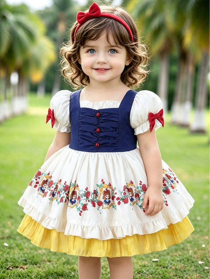 Baby Girls Pretty Party Dress, Baby Evening Gown With Cute Pattern, Princess Dress With Fluffy Full Skirt, Soft And Comfortable Children's Clothing