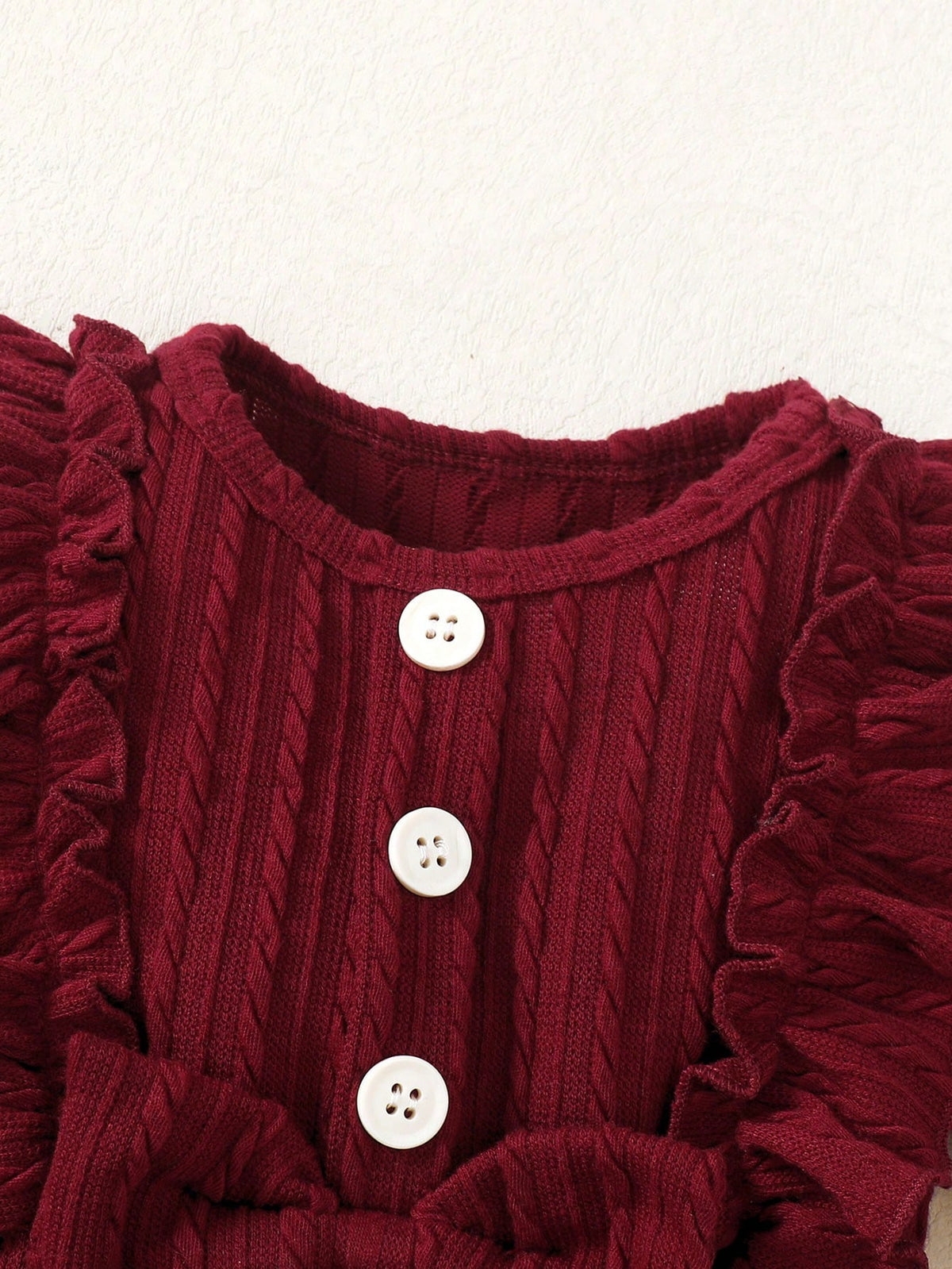 Baby Girls' Spring/Autumn Casual Bodysuit With Bow Decoration, Ruffle Trim, Long Pants And Headband 3pcs/Set