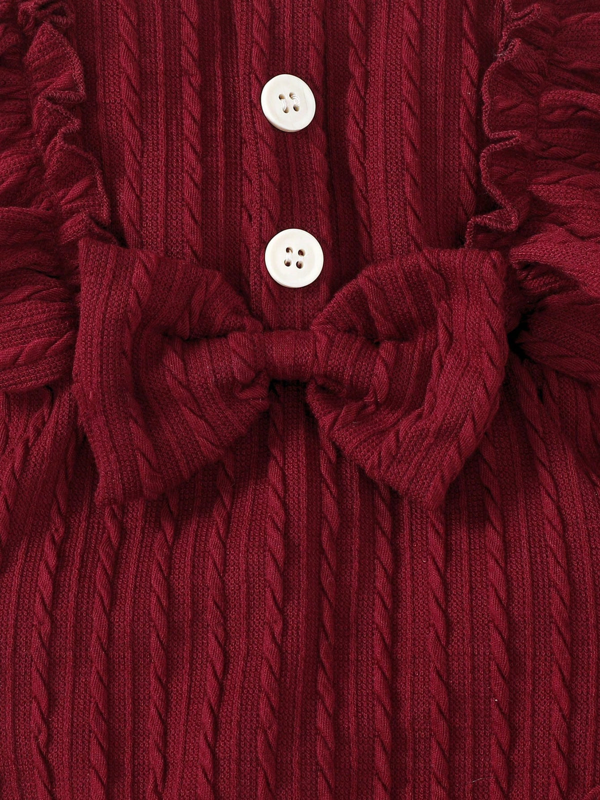 Baby Girls' Spring/Autumn Casual Bodysuit With Bow Decoration, Ruffle Trim, Long Pants And Headband 3pcs/Set