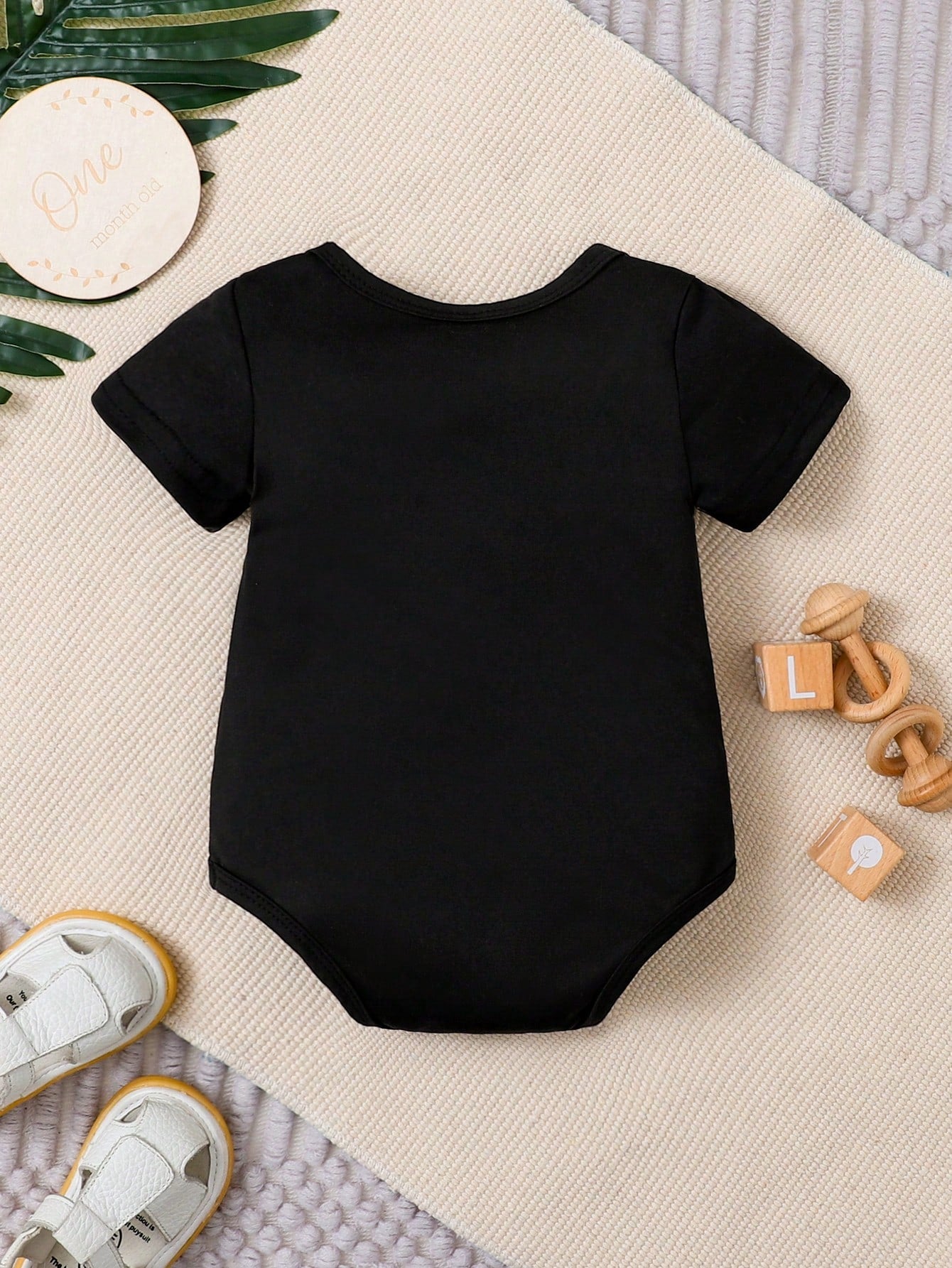 Baby Letter Print Baby Casual One-Piece Short Sleeve Cute Crawler