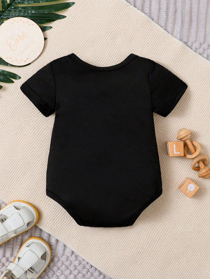 Baby Letter Print Baby Casual One-Piece Short Sleeve Cute Crawler