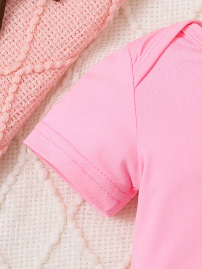 Baby Letter Print Baby Casual One-Piece Short Sleeve Cute Crawler