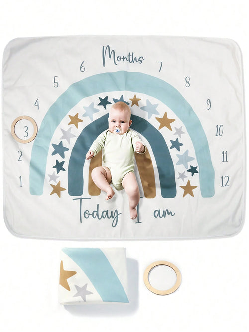 Baby Milestone Blanket With Rainbow & Star Prints