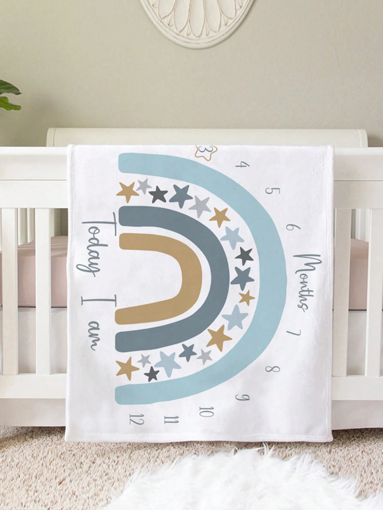 Baby Milestone Blanket With Rainbow & Star Prints