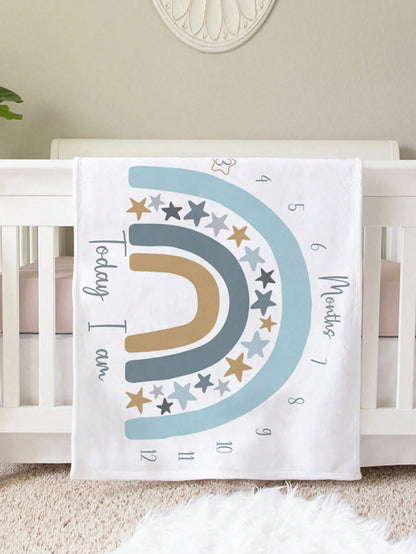 Baby Milestone Blanket With Rainbow & Star Prints