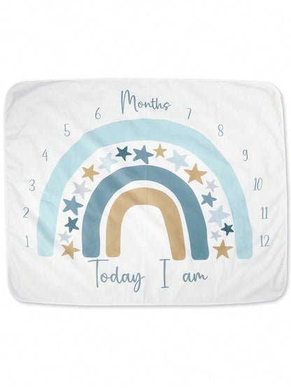 Baby Milestone Blanket With Rainbow & Star Prints