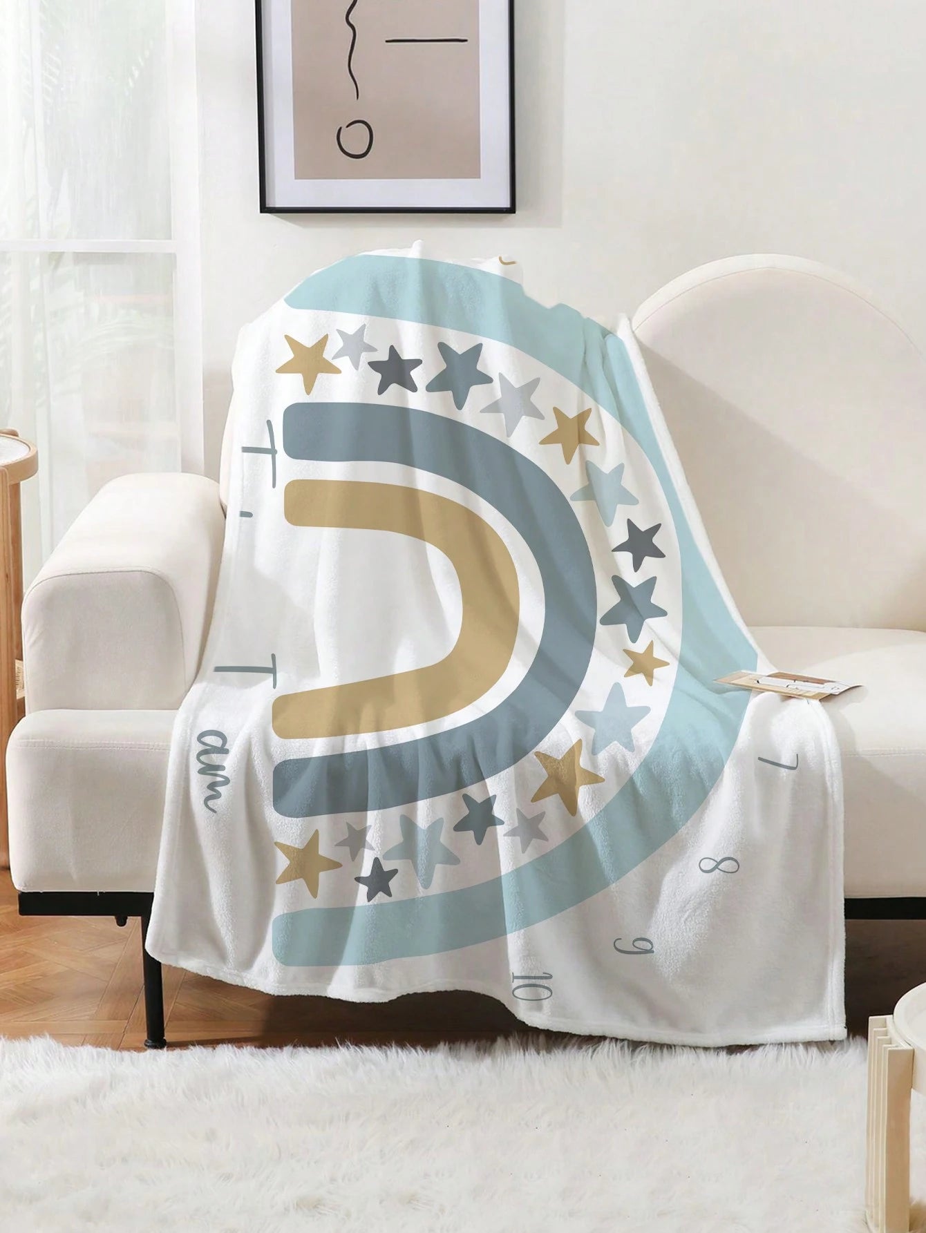 Baby Milestone Blanket With Rainbow & Star Prints