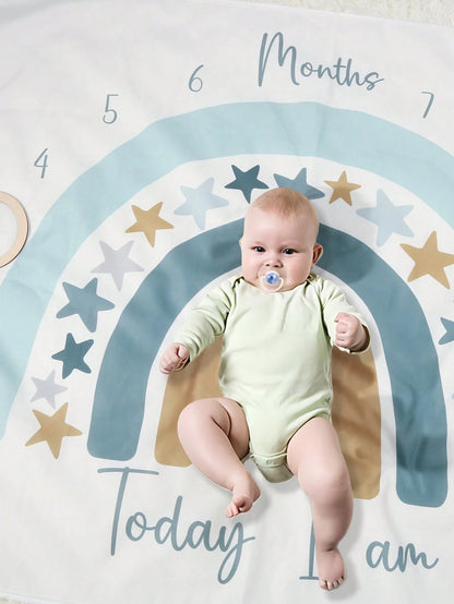 Baby Milestone Blanket With Rainbow & Star Prints