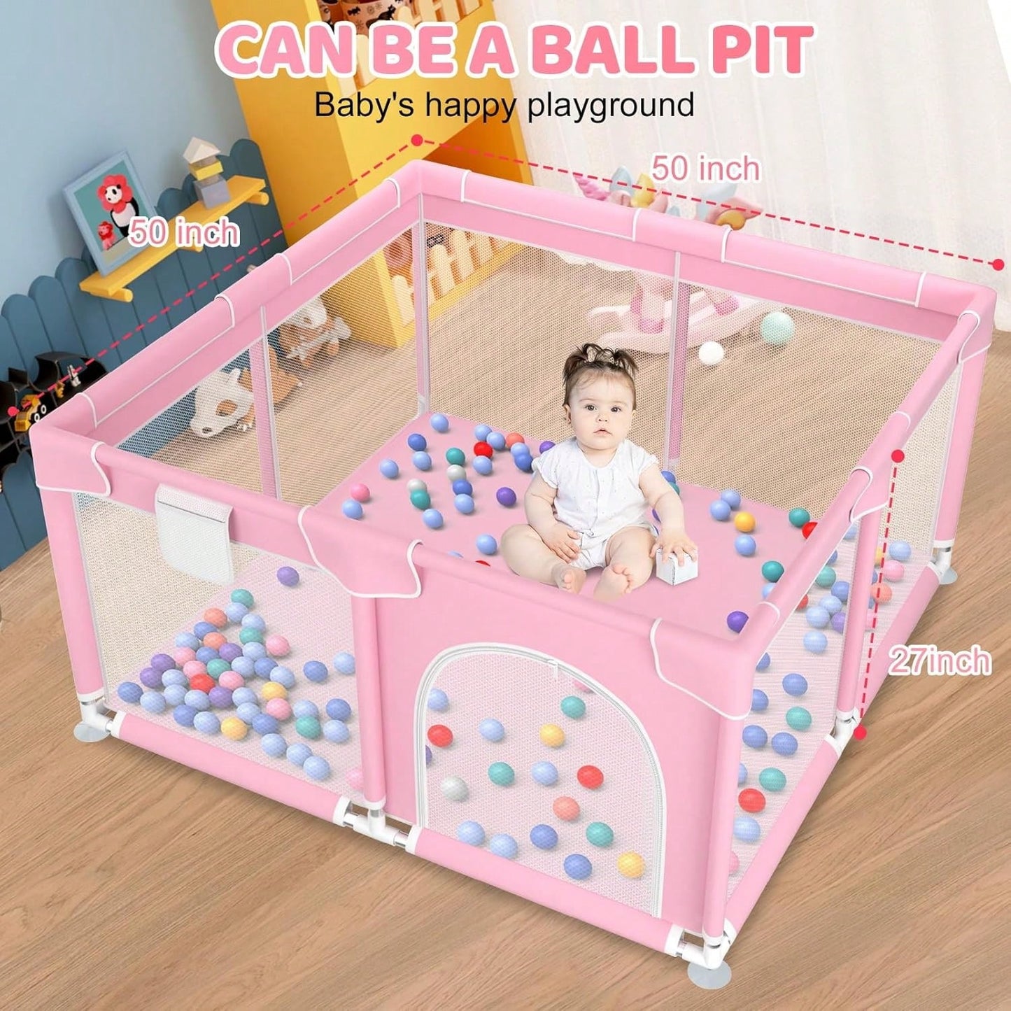 Baby Playpen,Portable Playground,Baby Gate Fence With Soft Breathable Mesh&Anti-Slip Base,Indoor And Outdoor,Baby Playen Activity Center,Newborn Gift