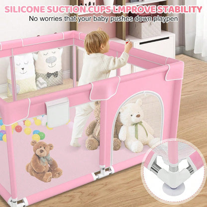 Baby Playpen,Portable Playground,Baby Gate Fence With Soft Breathable Mesh&Anti-Slip Base,Indoor And Outdoor,Baby Playen Activity Center,Newborn Gift