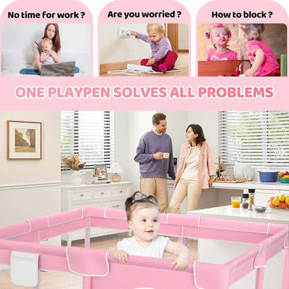 Baby Playpen,Portable Playground,Baby Gate Fence With Soft Breathable Mesh&Anti-Slip Base,Indoor And Outdoor,Baby Playen Activity Center,Newborn Gift