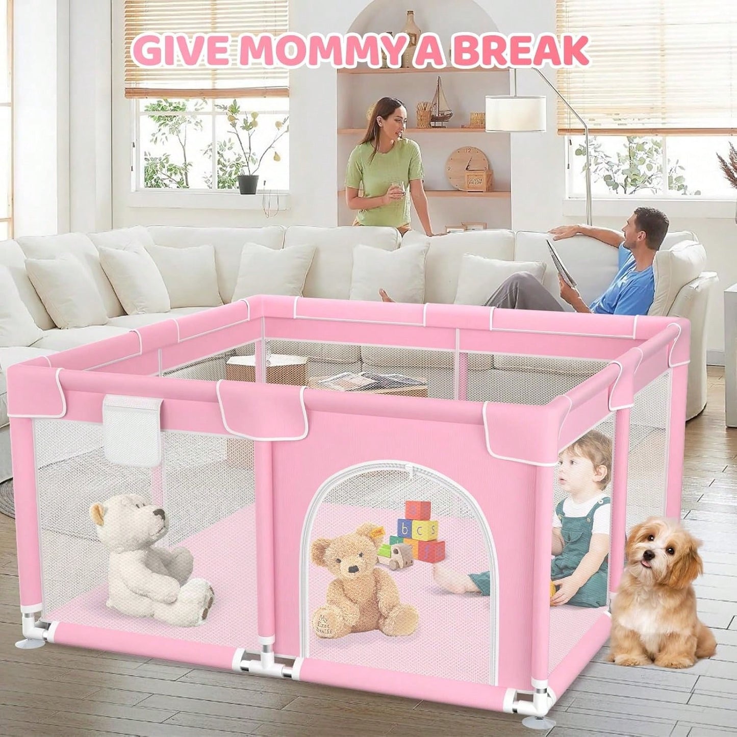 Baby Playpen,Portable Playground,Baby Gate Fence With Soft Breathable Mesh&Anti-Slip Base,Indoor And Outdoor,Baby Playen Activity Center,Newborn Gift