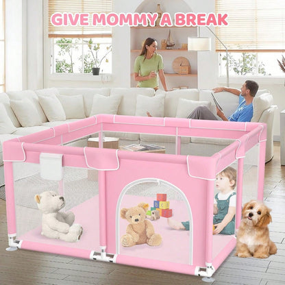 Baby Playpen,Portable Playground,Baby Gate Fence With Soft Breathable Mesh&Anti-Slip Base,Indoor And Outdoor,Baby Playen Activity Center,Newborn Gift