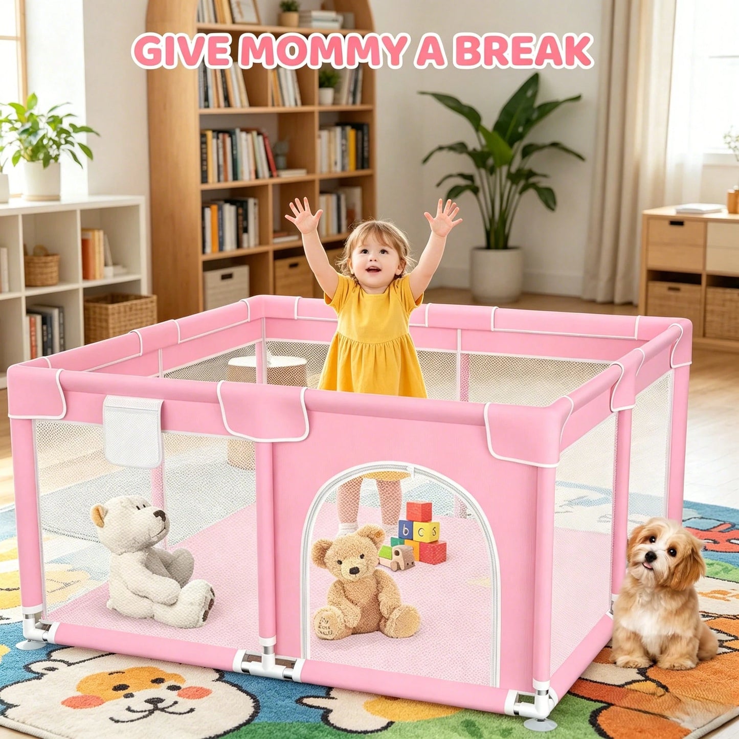 Baby Playpen,Portable Playground,Baby Gate Fence With Soft Breathable Mesh&Anti-Slip Base,Indoor And Outdoor,Baby Playen Activity Center,Newborn Gift