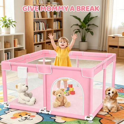 Baby Playpen,Portable Playground,Baby Gate Fence With Soft Breathable Mesh&Anti-Slip Base,Indoor And Outdoor,Baby Playen Activity Center,Newborn Gift