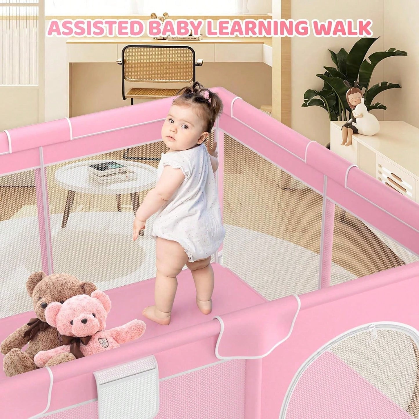 Baby Playpen,Portable Playground,Baby Gate Fence With Soft Breathable Mesh&Anti-Slip Base,Indoor And Outdoor,Baby Playen Activity Center,Newborn Gift