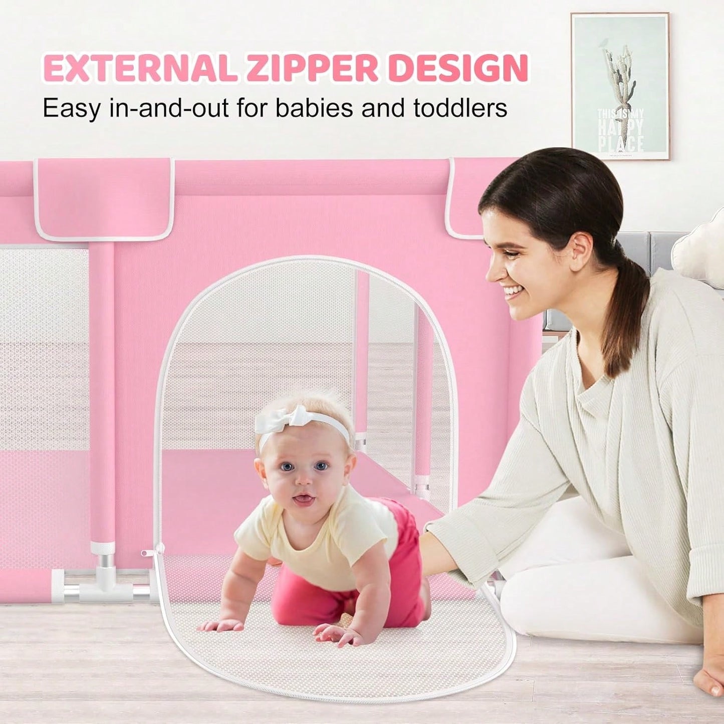 Baby Playpen,Portable Playground,Baby Gate Fence With Soft Breathable Mesh&Anti-Slip Base,Indoor And Outdoor,Baby Playen Activity Center,Newborn Gift