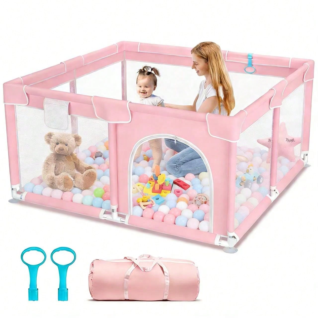 Baby Playpen,Portable Playground,Baby Gate Fence With Soft Breathable Mesh&Anti-Slip Base,Indoor And Outdoor,Baby Playen Activity Center,Newborn Gift
