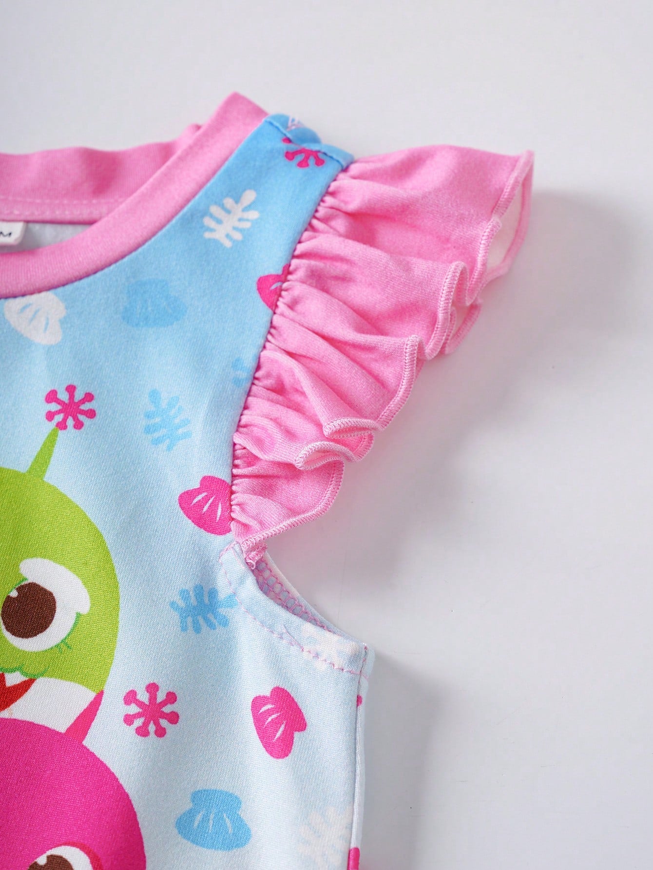 BABY SHARK X Baby Girl Cartoon Print Ombre Flutter Sleeve Nightgown
