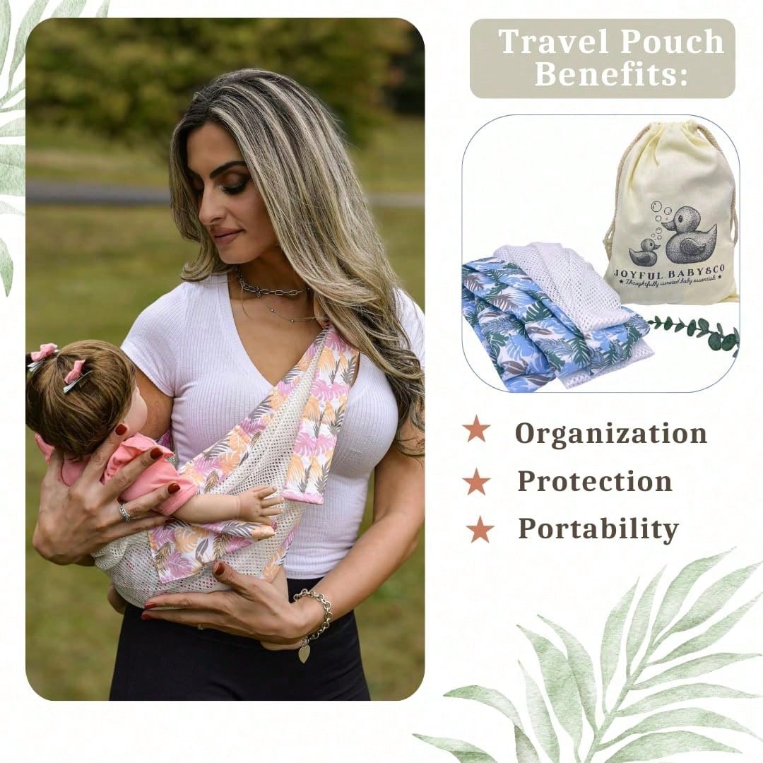 Baby Sling Carrier, 28-40 Lbs – Baby Travel Essential, Adjustable Mesh Sling With Secure Safety Buckle & Comfortable Hold With One Hand Support