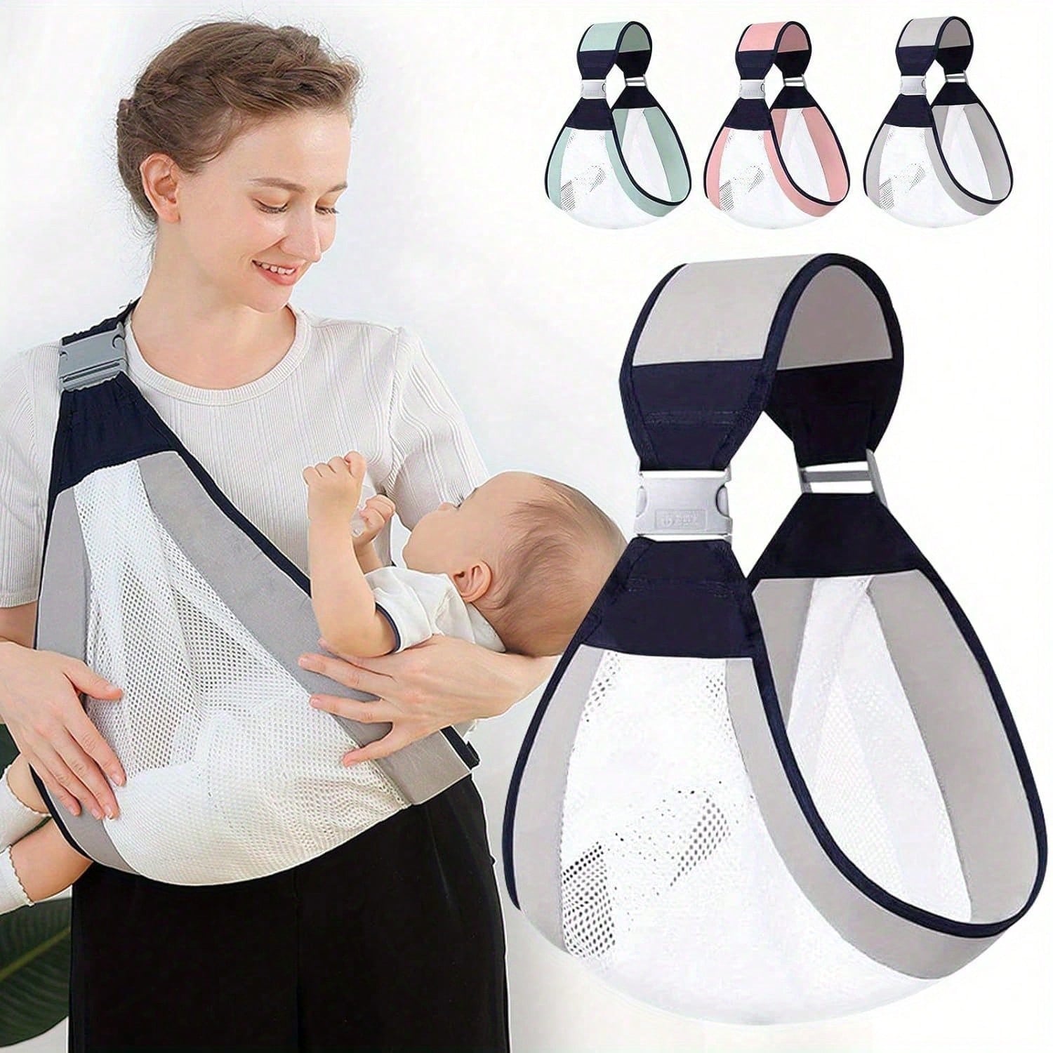 Baby Sling Carrier, 28-40 Lbs – Baby Travel Essential, Adjustable Mesh Sling With Secure Safety Buckle & Comfortable Hold With One Hand Support