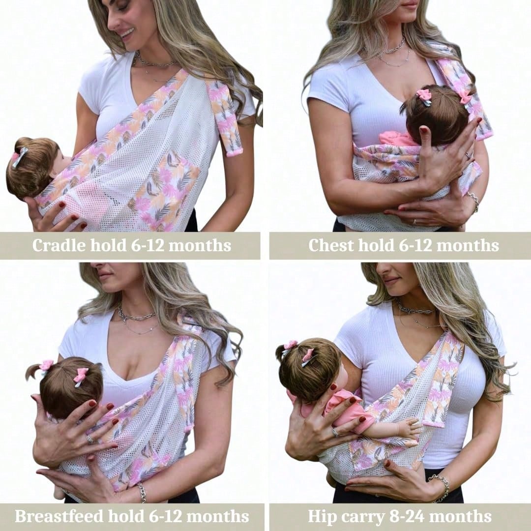 Baby Sling Carrier, 28-40 Lbs – Baby Travel Essential, Adjustable Mesh Sling With Secure Safety Buckle & Comfortable Hold With One Hand Support