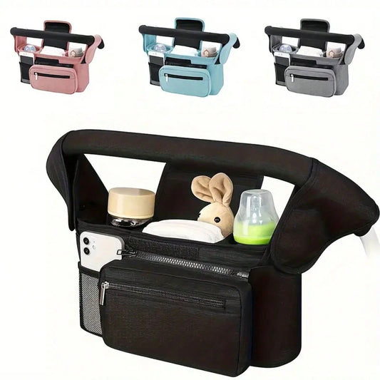 Baby Stroller Manager With Non-Slip Strap And Insulated Cup Holder, Mobile Phone Baby Stroller Bag, Suitable For Baby, Baby Jogger, Britax, BOB, Umbrella And Pet Strollers And Other Baby Strollers