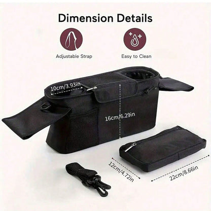 Baby Stroller Manager With Non-Slip Strap And Insulated Cup Holder, Mobile Phone Baby Stroller Bag, Suitable For Baby, Baby Jogger, Britax, BOB, Umbrella And Pet Strollers And Other Baby Strollers