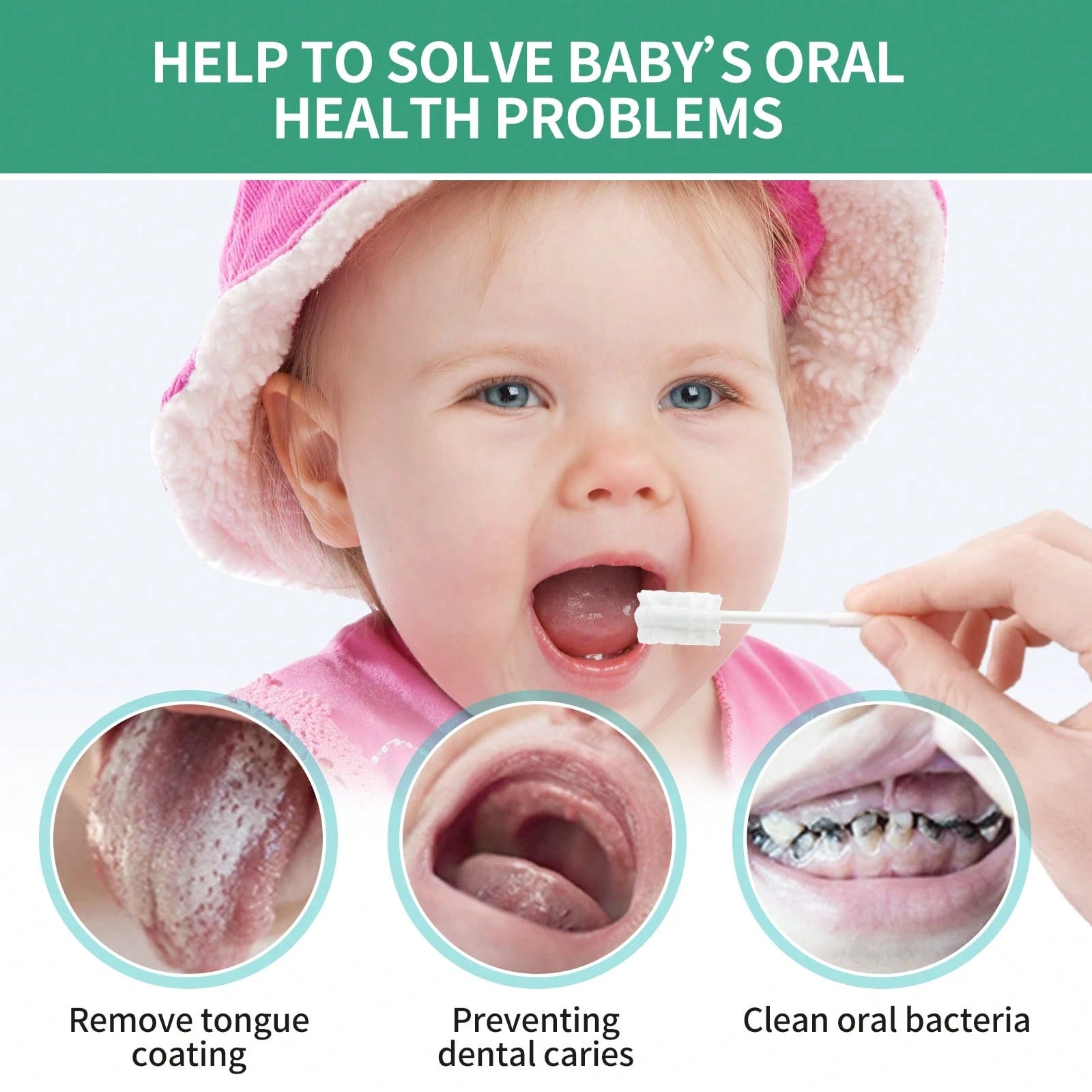 Baby Tongue Cleaner, Newborn Toothbrush, Disposable Infant Toothbrush Clean Mouth,Gauze Gum Cleaner Oral Cleaning Stick Dental Care For 0-36 Month