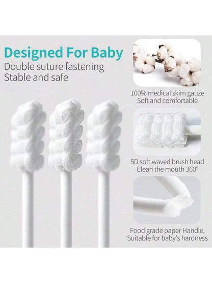 Baby Tongue Cleaner, Newborn Toothbrush, Disposable Infant Toothbrush Clean Mouth,Gauze Gum Cleaner Oral Cleaning Stick Dental Care For 0-36 Month
