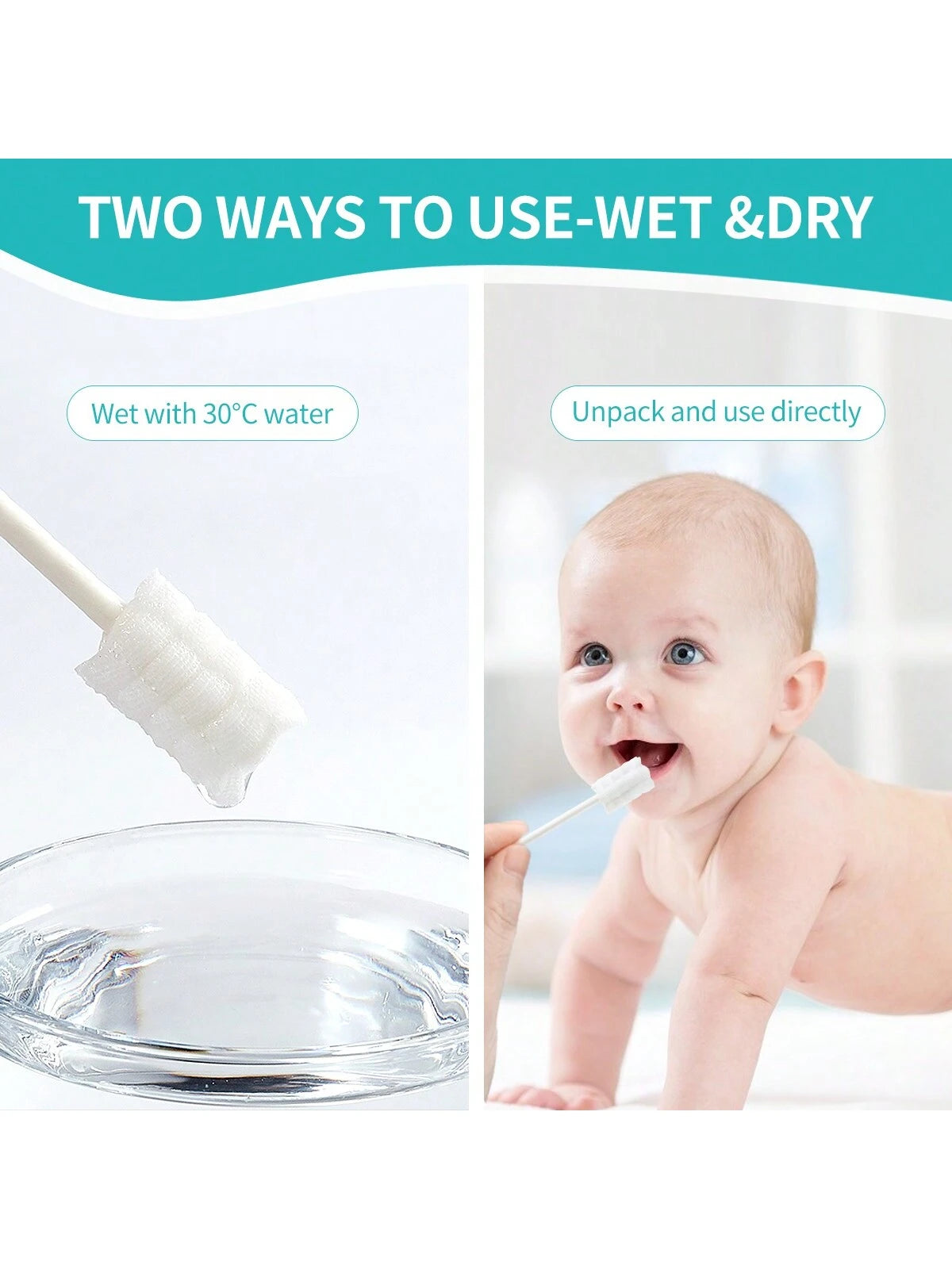 Baby Tongue Cleaner, Newborn Toothbrush, Disposable Infant Toothbrush Clean Mouth,Gauze Gum Cleaner Oral Cleaning Stick Dental Care For 0-36 Month
