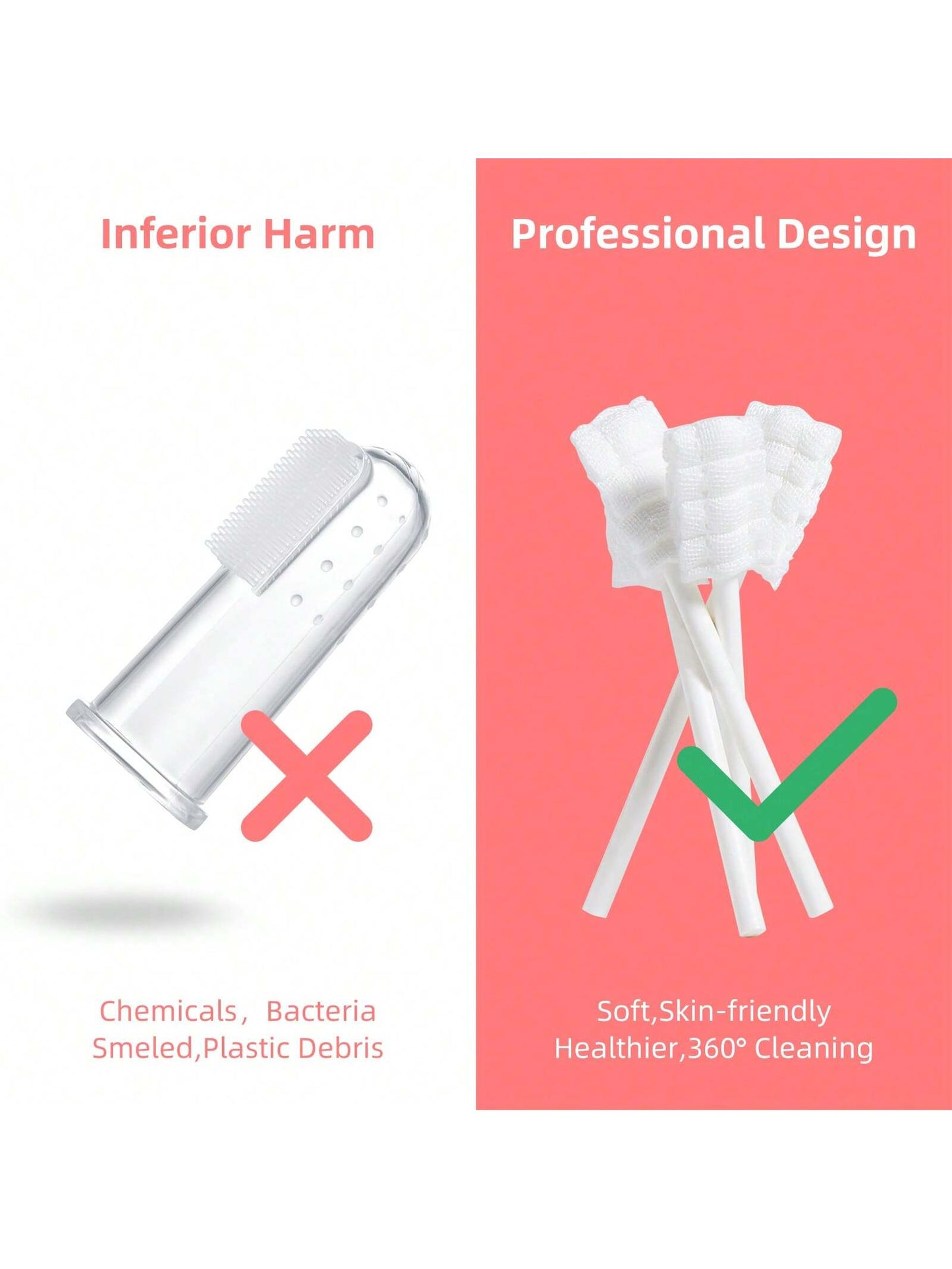 Baby Tongue Cleaner, Newborn Toothbrush, Disposable Infant Toothbrush Clean Mouth,Gauze Gum Cleaner Oral Cleaning Stick Dental Care For 0-36 Month