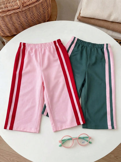 Babygirl Colorblock Sporty Loose Long Pants Pcs