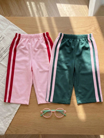 Babygirl Colorblock Sporty Loose Long Pants Pcs