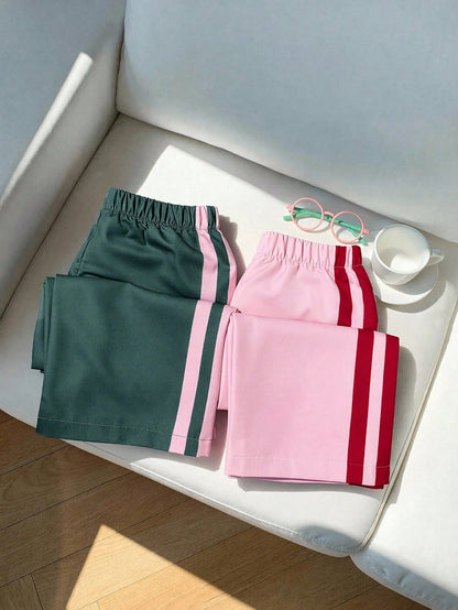 Babygirl Colorblock Sporty Loose Long Pants Pcs
