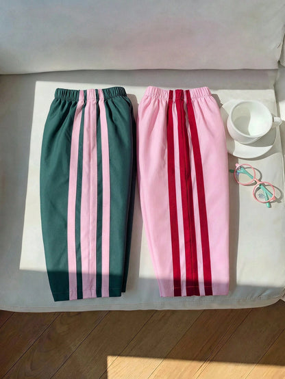 Babygirl Colorblock Sporty Loose Long Pants Pcs