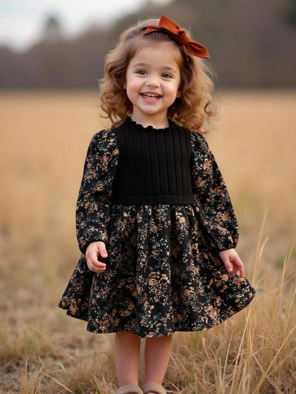 Babygirl Cute Academy Style Polka Dot Apricot Peter Pan Collar Long Sleeve Doll Dress