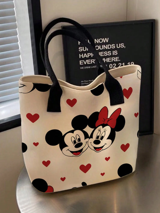 Back To School Season Disney Cute Cartoon Stitch Pattern Printed Tote Bag, Suitable For Women's Daily Shopping And Gatherings, Casual Style Tote Bag