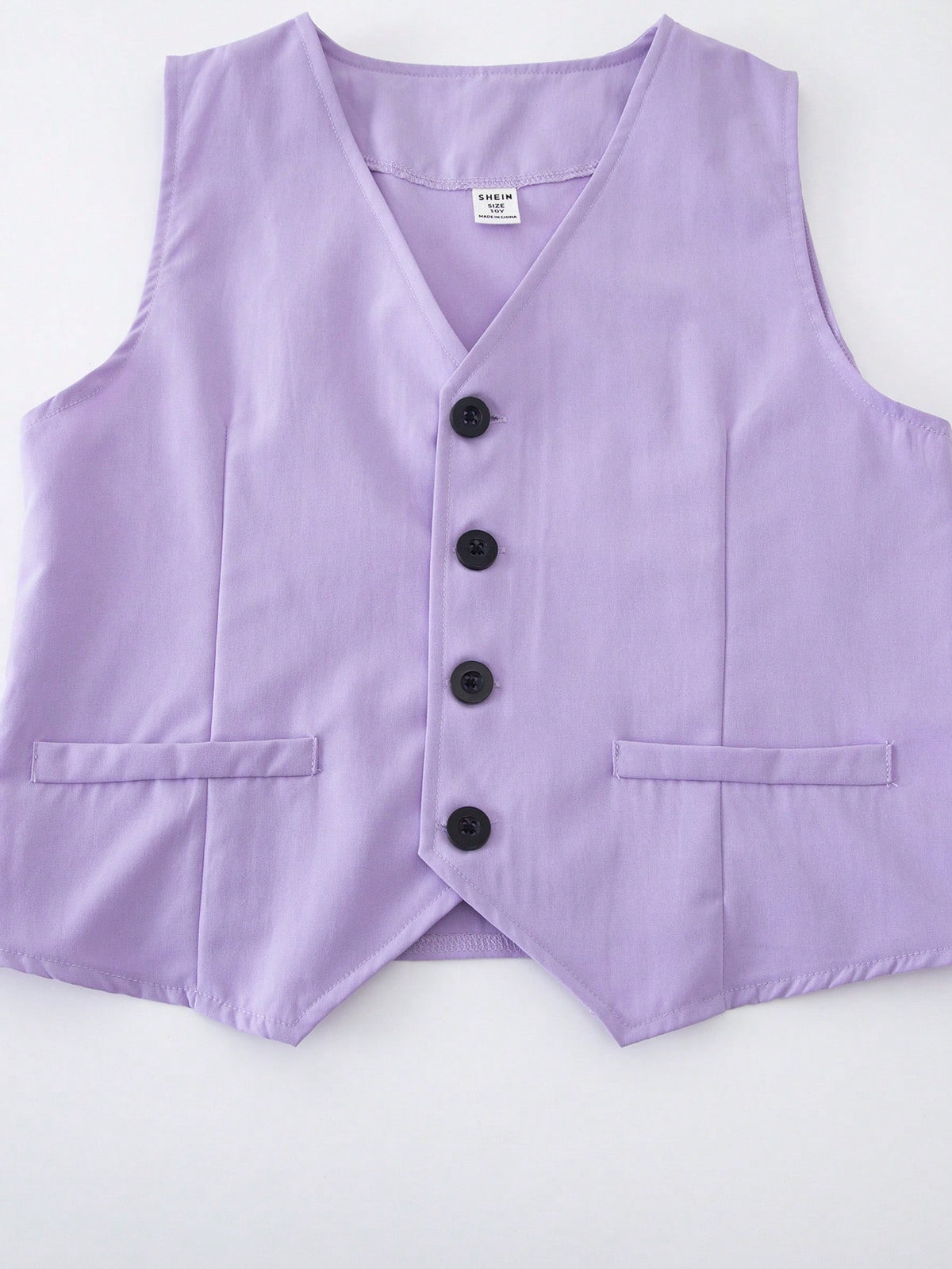 Back To School Tween Boys 2-Piece Elegant Formal Suit Lavender Blue White Slim Fit Asymmetric Vest Straight Pants For Wedding Business Summer Purple