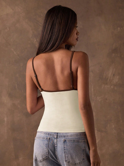 BAE Women's Contrast Color Fitted Casual Camisole,Summer Top