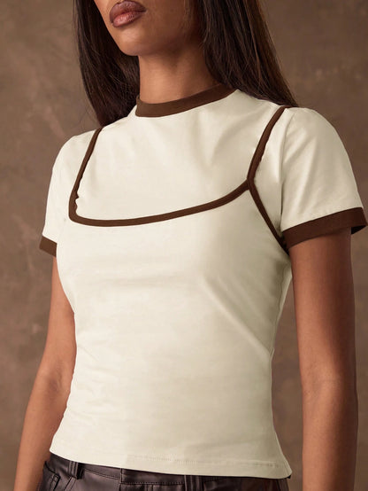 BAE Women's Contrast Color Fitted Casual Camisole,Summer Top