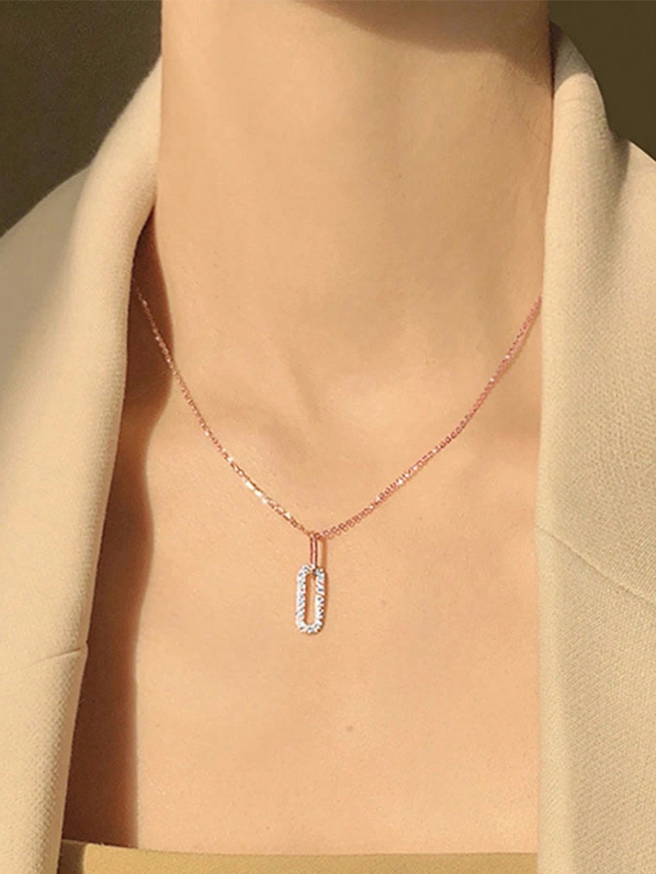 BALMORA 1pc Minimalist S925 Sterling Silver Double Ring Pendant Necklace With Adjustable Tassel, Elegant Clavicle Chain Birthday Gift For Women