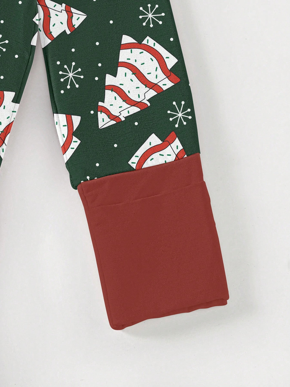 Bamboo Fiber Zip-Up Baby Romper, Dark Green Christmas Tree Cake & Snowflake Print Slim Long Sleeve Outfit, All-Season Christmas Outdoor Gift For Baby