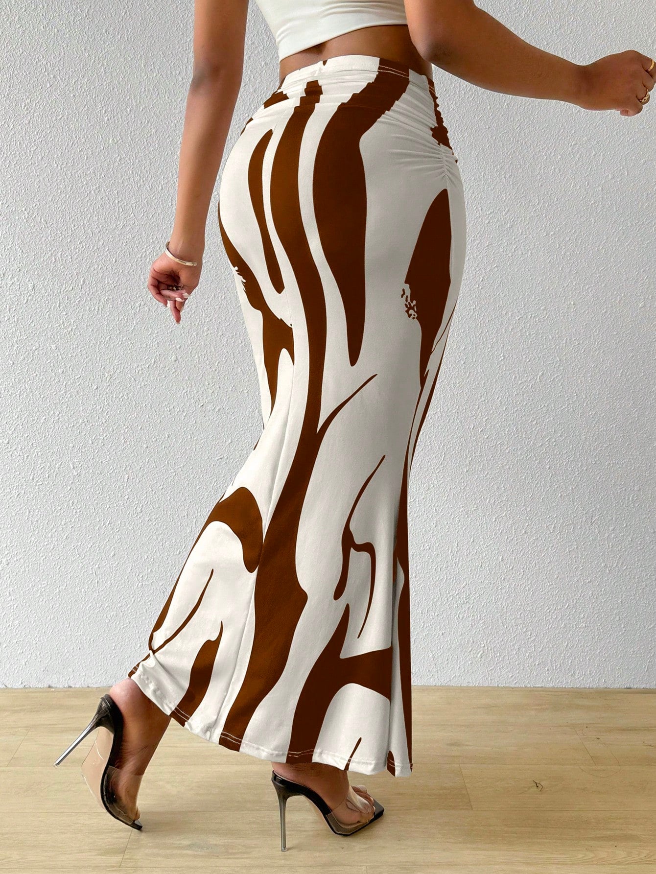 BamGleam Ladies Fashionable Color-Blocking Printed Mermaid Skirt Women Fall For Women