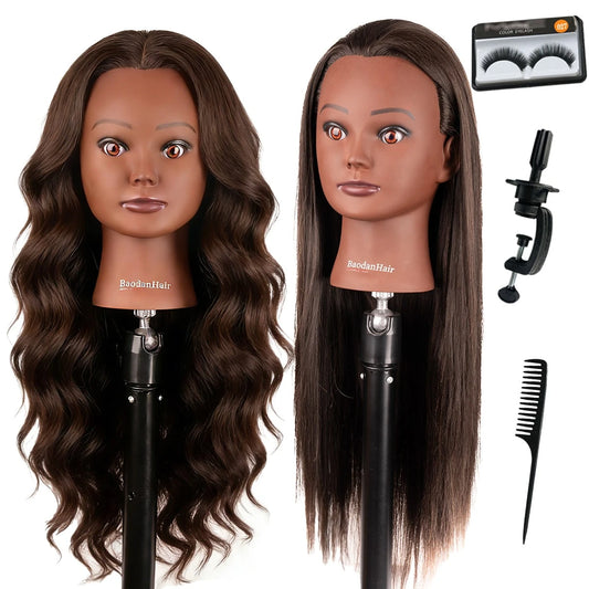 BaodanHair Mannequin Head With Hair 28" Cosmetology Manikin Doll Head Mannequin Head For Braiding Hairstylists Cosmetology Students Practice Styling With Free Clamp